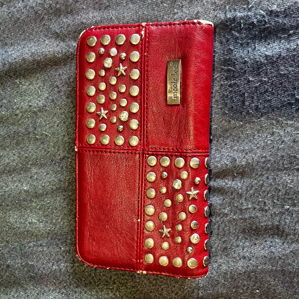 NICOLE LEE faux red leather wallet